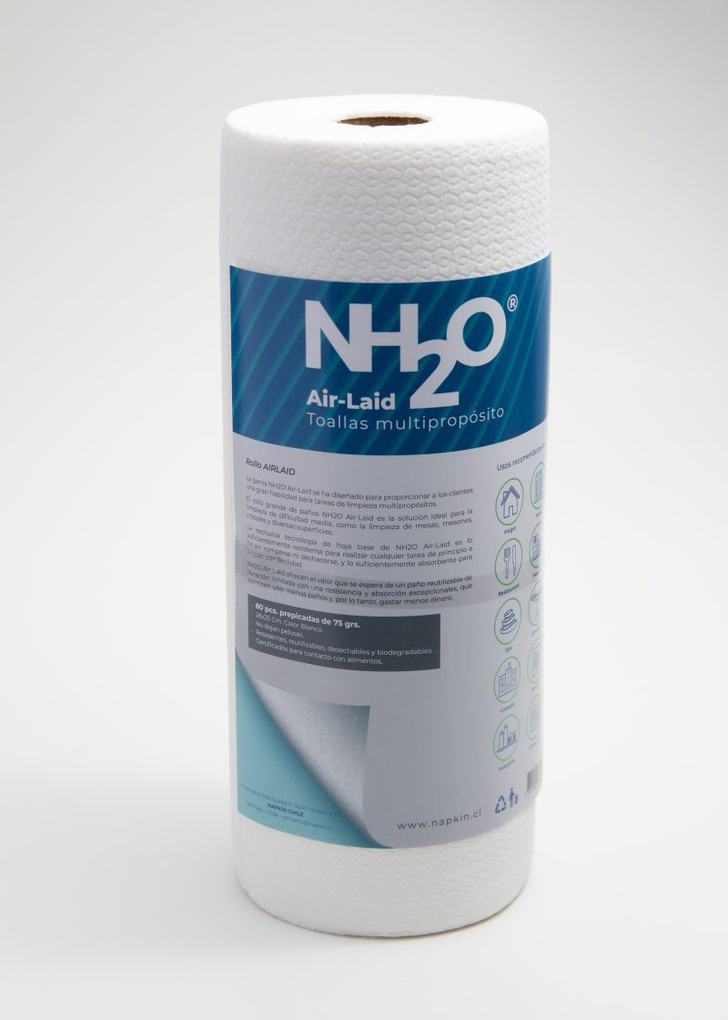 NH2O AIR-LAID TOWEL (Toalla de cocina reutilizable y biodegradable 80 Un. por rollo)
